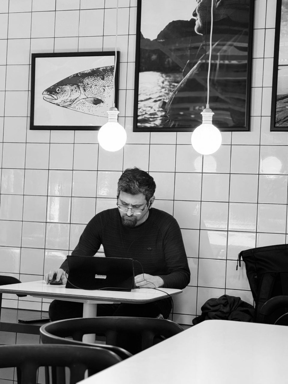 Ben Brink working at a table